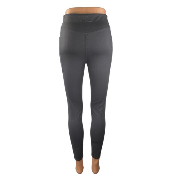 Calvin Klein Gray High Waisted Skinny Activewear Athletic Yoga Leggings Pants M - Picture 3 of 5